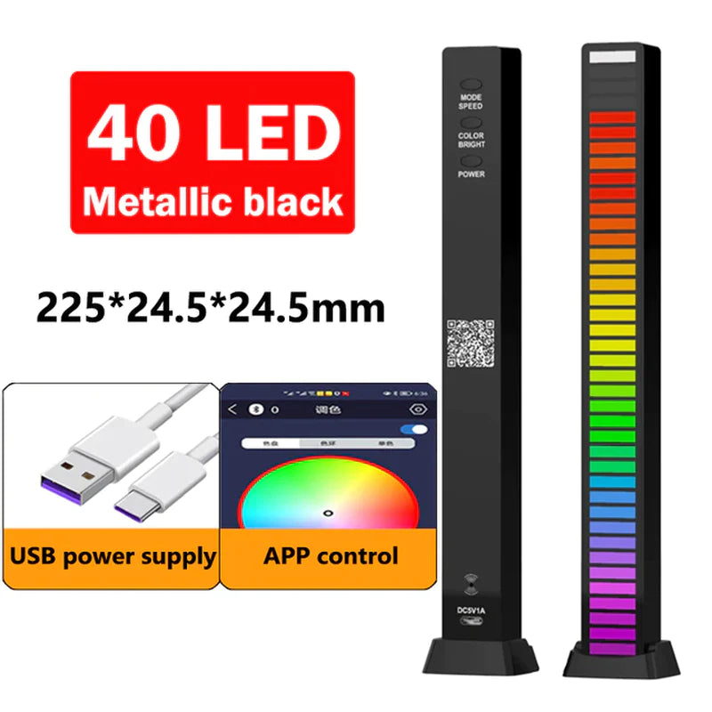 RGB Music Sound Control LED Lights App Control Pickup Light Rhythm Ambient Light for Car Tv Game Computer Desktop Decora Lights