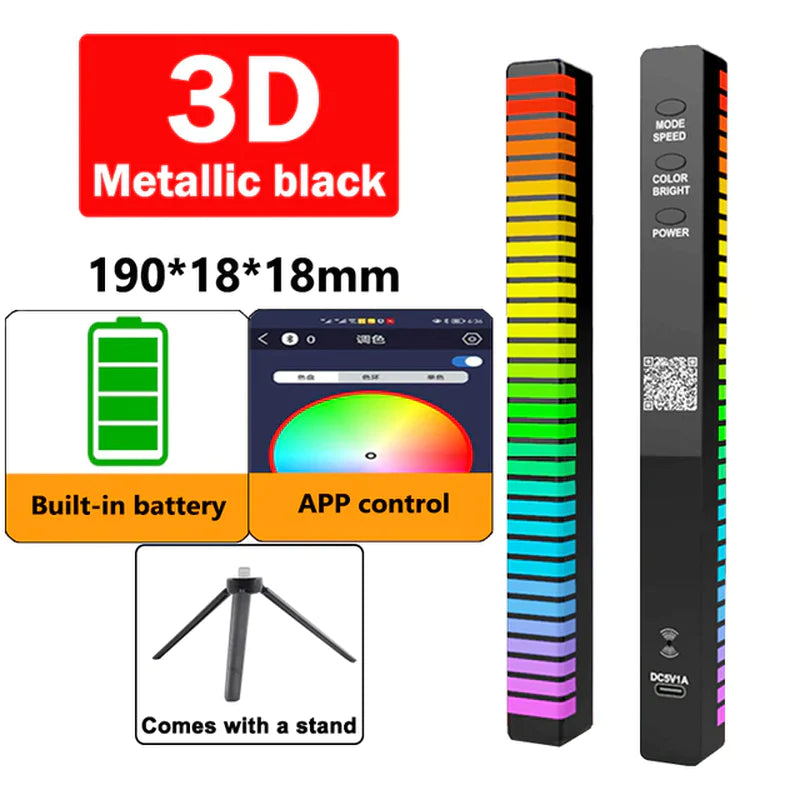 RGB Music Sound Control LED Lights App Control Pickup Light Rhythm Ambient Light for Car Tv Game Computer Desktop Decora Lights